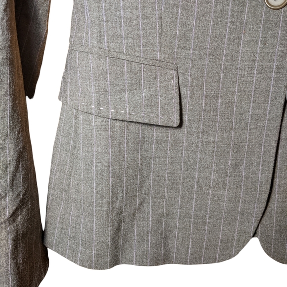 Antonio Melani gray business blazer pinstriped suit jacket - Picture 4 of 10